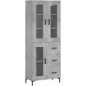 vidaXL Hoge kast 69,5x34x180 cm bewerkt hout betongrijs