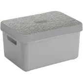 Sunware Opbergbox/mand - lichtgrijs - 13 liter - met deksel - Opbergbox