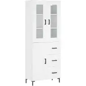 vidaXL Hoge kast, wit, 69,5 x 34 x 180 cm, houtvezel