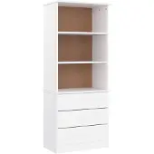 vidaXL Boekenkast met lades ALTA 60x35x142 cm massief grenenhout wit
