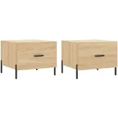 vidaXL Salontafels 2 st 50x50x40 cm bewerkt hout sonoma eikenkleurig