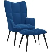 vidaXL Relaxstoel met voetenbank fluweel blauw