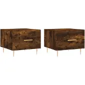 vidaXL Salontafels 2 st 50x50x40 cm bewerkt hout gerookt eikenkleurig