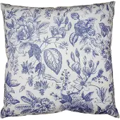 Clayre & Eef Kussenhoes 45x45 cm Wit Blauw Polyester Bloemen Sierkussenhoes Wit Sierkussenhoes