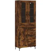 vidaXL Hoge kast 69,5x34x180 cm bewerkt hout gerookt eikenkleurig