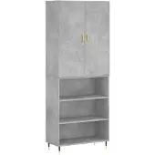 vidaXL Hoge kast 69,5x34x180 cm bewerkt hout betongrijs