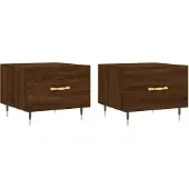 vidaXL Salontafels 2 st 50x50x40 cm bewerkt hout bruin eikenkleur
