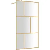 vidaXL Inloopdouchewand transparant 115x195 cm ESG-glas goudkleurig