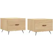 vidaXL Salontafels 2 st 50x50x40 cm bewerkt hout sonoma eikenkleurig