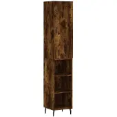 vidaXL Hoge kast 34,5x34x180 cm bewerkt hout gerookt eikenkleurig
