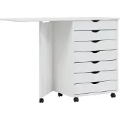 vidaXL Ladekast met bureau MOSS verrijdbaar massief grenenhout wit