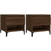 vidaXL Bijzettafels 2 st 50x46x50 cm bewerkt hout bruin eikenkleur