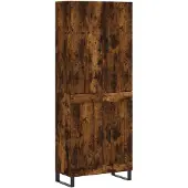 vidaXL Hoge kast 69,5x34x180 cm bewerkt hout gerookt eikenkleurig