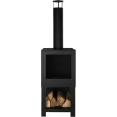 Esschert Design Terraskachel Design met Houtopslag Zwart