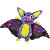 Suki Gifts Pluche knuffeldier vleermuis - paars/geel - 17 cm - speelgoed - Knuffeldier
