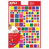 APLI Kids verwijderbare stickers, vierkant, blister met 756 stuks in geassorteerde kleuren en groottes - 3 stuks