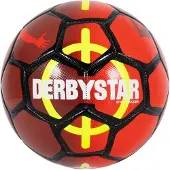 Derbystar Straatvoetbal Maat 5 Rood Zwart Geel