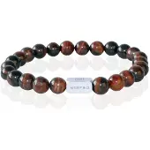 Memphis Kralen Armband Rood Tijgeroog Edelstaal Kraal-21cm