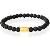 Memphis Kralen Armband Lavasteen Edelstaal Kraal Goudkleurig -21cm