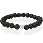 Memphis Kralen Armband Lavasteen Edelstaal Kraal-19cm