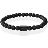 Memphis Kralen Armband Lavasteen Edelstaal Kraal Zwart-21cm