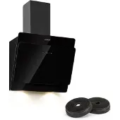 Klarstein Aurica afzuigkap circulatieset 60 cm actief koolfilter zwart