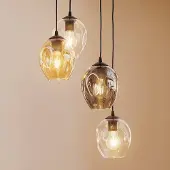 Emibig Glazen hanglamp Starla, dimbaar, zwart, Woon-/ Eetkamer, Glas, Modern, hanglamp