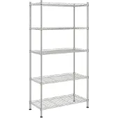 vidaXL Opbergrek 5-laags 250 kg 90x35x180 cm chroomkleurig