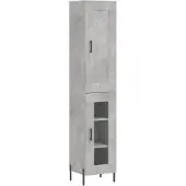 vidaXL Hoge kast 34,5x34x180 cm bewerkt hout betongrijs