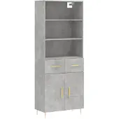 vidaXL Hoge kast 69,5x34x180 cm bewerkt hout betongrijs