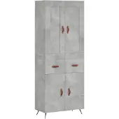 vidaXL Hoge kast 69,5x34x180 cm bewerkt hout betongrijs