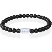 Memphis Kralen Armband Zwarte Onyx Agaat Edelstaal Kraal-19cm