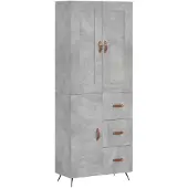 vidaXL Hoge kast 69,5x34x180 cm bewerkt hout betongrijs