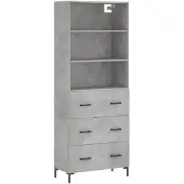 vidaXL Hoge kast, betonkleur, 69,5 x 34 x 180 cm, houtvezelplaat