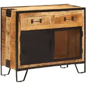 vidaXL Dressoir 80x31x66 cm massief ruw mangohout en metaal
