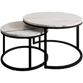 Meubella | salontafel wit set van 2 marmer