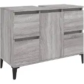 vidaXL Wastafelkast 80x33x60 cm bewerkt hout grijs sonoma eikenkleurig