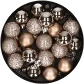 Cosy & Trendy 20x stuks kleine kunststof kerstballen champagne 3 cm mat/glans/glitter - Kerstbal