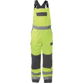 Dassy Colombia Multinorm hogezichtbaarheidsbretelbroek met kniezakken Fluogeel/Grafietgrijs maat 64 heren