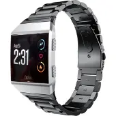 Shop4 - Geschikt voor Fitbit Ionic Bandje - Roestvrijstaal Zwart