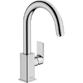 Hansgrohe Wastafelmengkraan Vernis Blend 210 Eengreeps Met Trekwaste En Draaibare Uitloop Vierkant Chroom