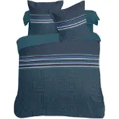 Vision Marco Dekbedovertrekset - 100% katoen: zacht en soepel - Tweepersoons - Dekbedovertrek 200 x 200 cm met 2 bijhorende slopen - Blauw / groen - Oekotex gecertificeerd