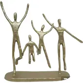 Casablanca Sculptuur - Beeld- Staal - Jumping Family - GOUD -