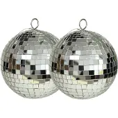 Othmar decorations discobal kerstballen- 2x- zilver -15 cm -kunststof-spiegelbol