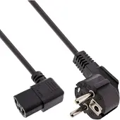 InLine C13 (haaks/rechts) - CEE 7/7 (haaks) stroomkabel - 3x 1,00mm / zwart - 3 meter