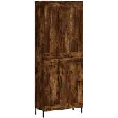 vidaXL Hoge kast 69,5x34x180 cm bewerkt hout gerookt eikenkleurig
