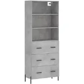 vidaXL Hoge kast, betonkleur, 69,5 x 34 x 180 cm, houtvezelplaat