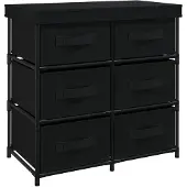 vidaXL Opbergkast met 6 lades 55x29x55 cm staal zwart