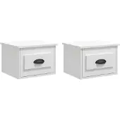 vidaXL Nachtkastjes 2 st wandgemonteerd 41,5x36x28 cm hoogglans wit