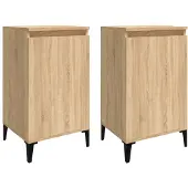 vidaXL Nachtkastjes 2 st 40x35x70 cm bewerkt hout sonoma eikenkleurig